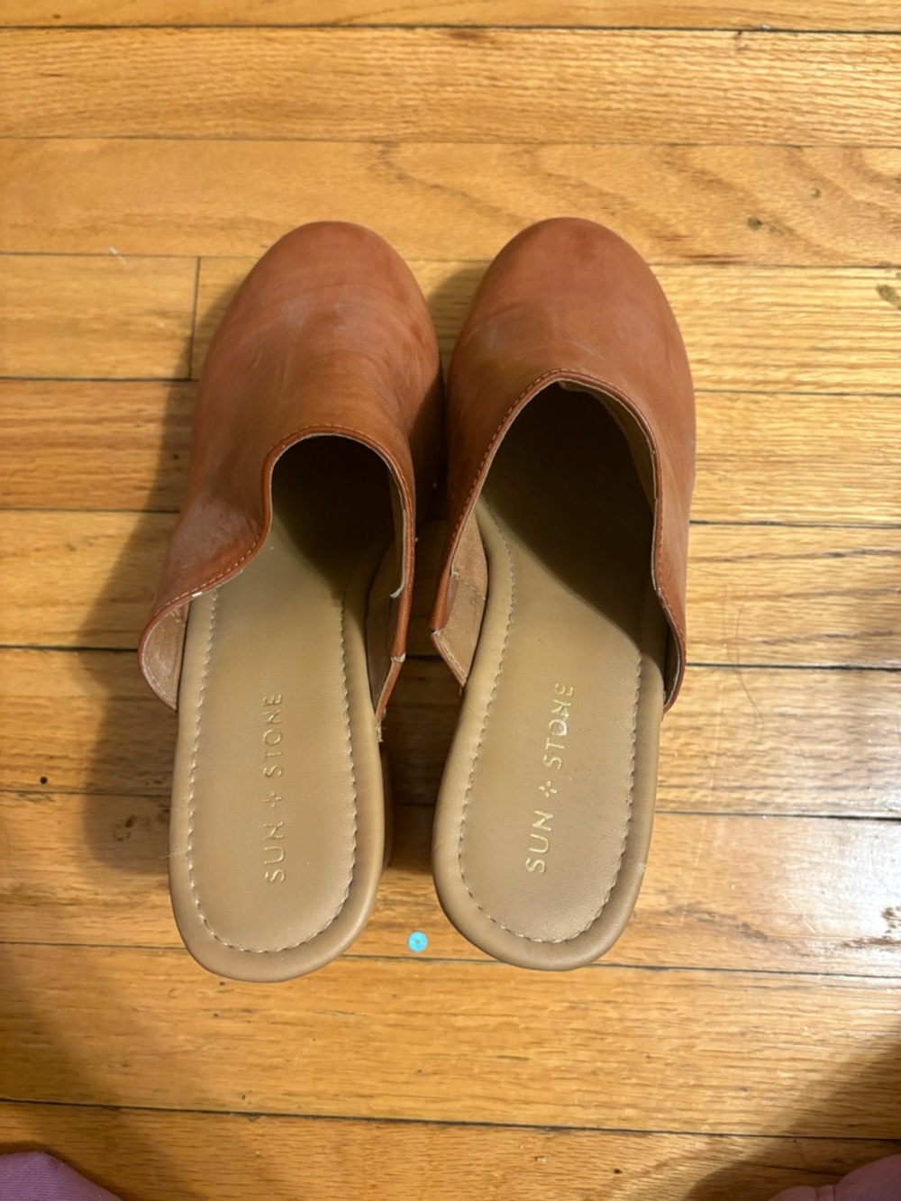 Sun + Stone Cognac Leather Slip-On Mules